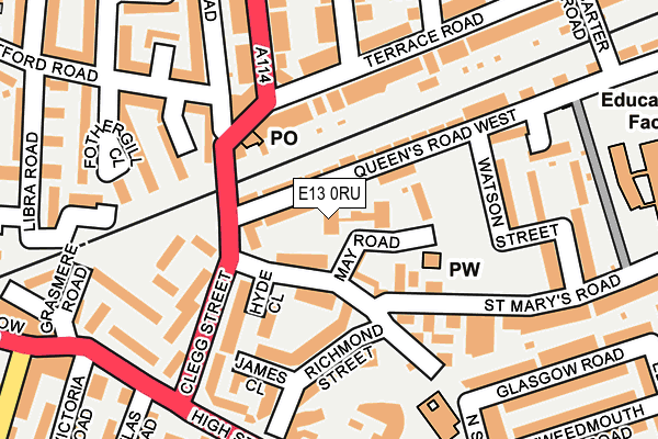 E13 0RU map - OS OpenMap – Local (Ordnance Survey)