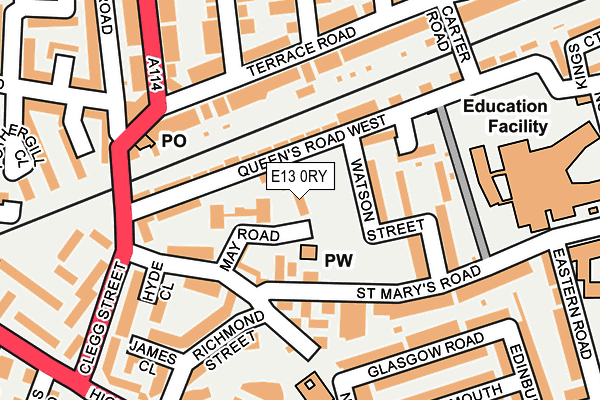 E13 0RY map - OS OpenMap – Local (Ordnance Survey)