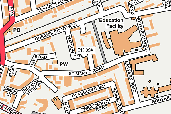 E13 0SA map - OS OpenMap – Local (Ordnance Survey)