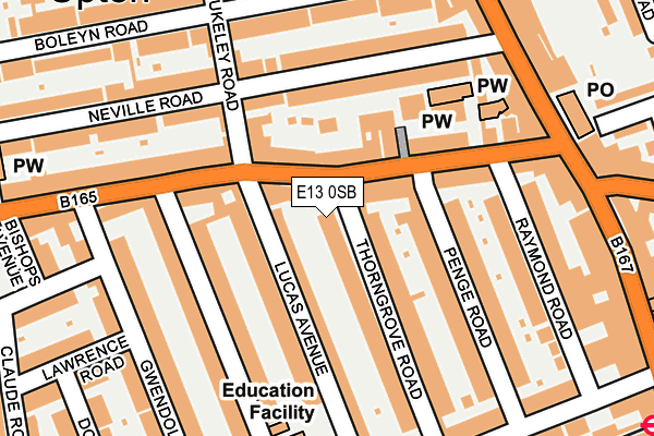 E13 0SB map - OS OpenMap – Local (Ordnance Survey)