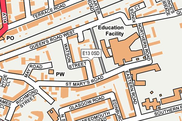 E13 0SD map - OS OpenMap – Local (Ordnance Survey)