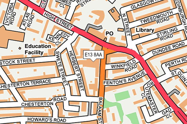 E13 8AA map - OS OpenMap – Local (Ordnance Survey)