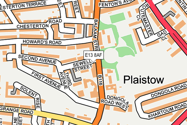 E13 8AF map - OS OpenMap – Local (Ordnance Survey)