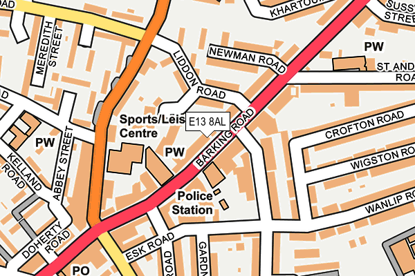 E13 8AL map - OS OpenMap – Local (Ordnance Survey)