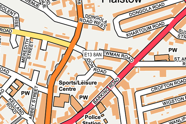 E13 8AN map - OS OpenMap – Local (Ordnance Survey)