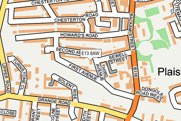 E13 8AW map - OS OpenMap – Local (Ordnance Survey)