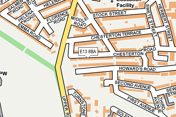 E13 8BA map - OS OpenMap – Local (Ordnance Survey)