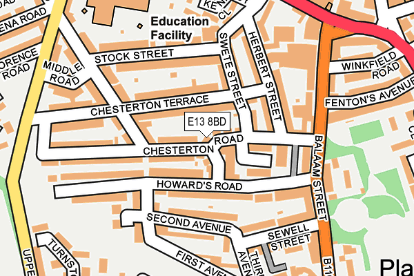 E13 8BD map - OS OpenMap – Local (Ordnance Survey)