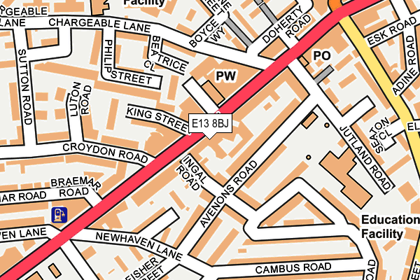 E13 8BJ map - OS OpenMap – Local (Ordnance Survey)