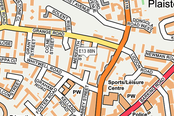 E13 8BN map - OS OpenMap – Local (Ordnance Survey)