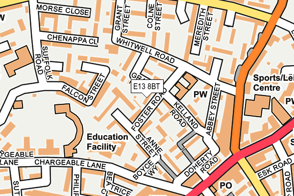 E13 8BT map - OS OpenMap – Local (Ordnance Survey)