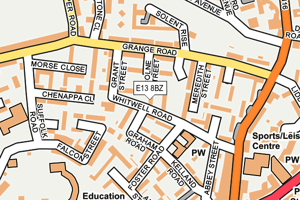 E13 8BZ map - OS OpenMap – Local (Ordnance Survey)