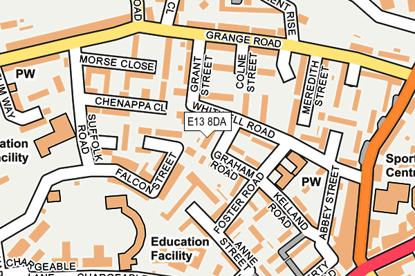 E13 8DA map - OS OpenMap – Local (Ordnance Survey)