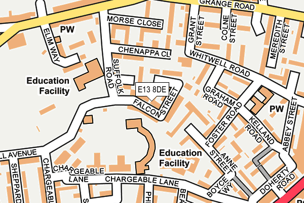 E13 8DE map - OS OpenMap – Local (Ordnance Survey)