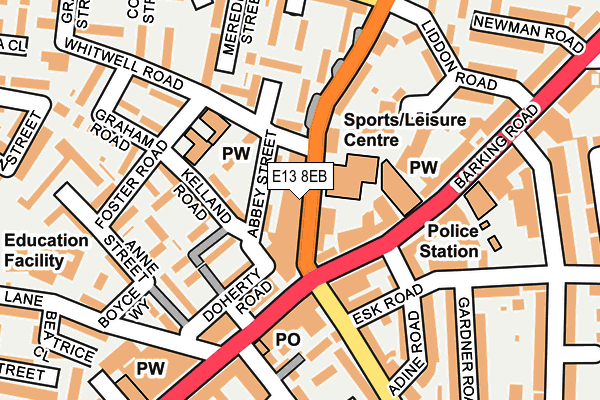 E13 8EB map - OS OpenMap – Local (Ordnance Survey)