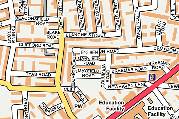 E13 8EN map - OS OpenMap – Local (Ordnance Survey)