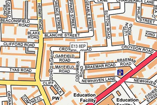 E13 8EP map - OS OpenMap – Local (Ordnance Survey)