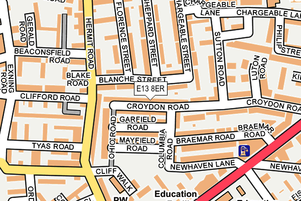 E13 8ER map - OS OpenMap – Local (Ordnance Survey)