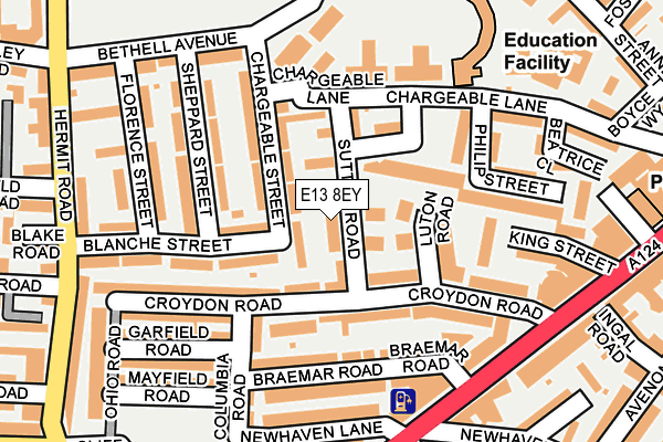 E13 8EY map - OS OpenMap – Local (Ordnance Survey)