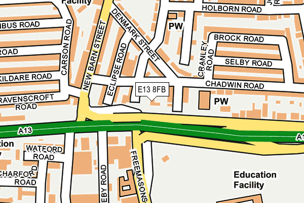 E13 8FB map - OS OpenMap – Local (Ordnance Survey)