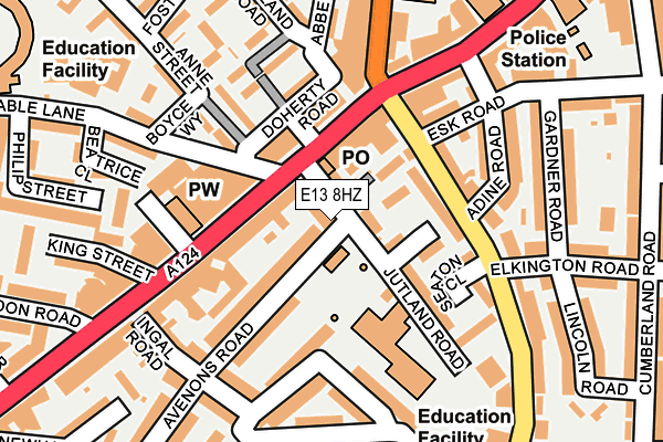 E13 8HZ map - OS OpenMap – Local (Ordnance Survey)