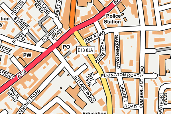 E13 8JA map - OS OpenMap – Local (Ordnance Survey)