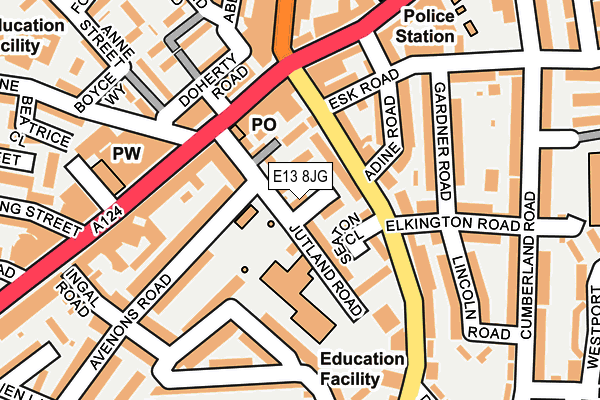 E13 8JG map - OS OpenMap – Local (Ordnance Survey)