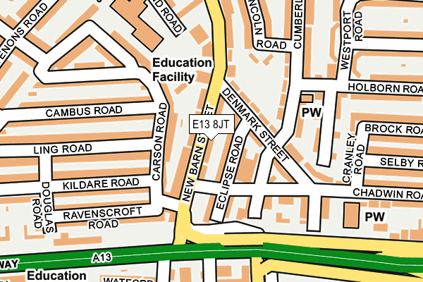 E13 8JT map - OS OpenMap – Local (Ordnance Survey)