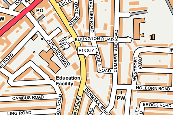 E13 8JY map - OS OpenMap – Local (Ordnance Survey)