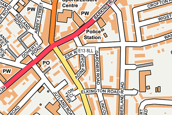 E13 8LL map - OS OpenMap – Local (Ordnance Survey)