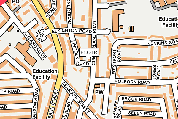 E13 8LR map - OS OpenMap – Local (Ordnance Survey)