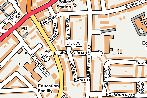 E13 8LW map - OS OpenMap – Local (Ordnance Survey)