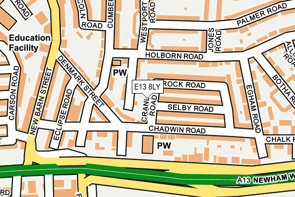 E13 8LY map - OS OpenMap – Local (Ordnance Survey)