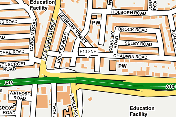 E13 8NE map - OS OpenMap – Local (Ordnance Survey)