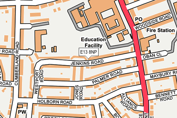 E13 8NP map - OS OpenMap – Local (Ordnance Survey)