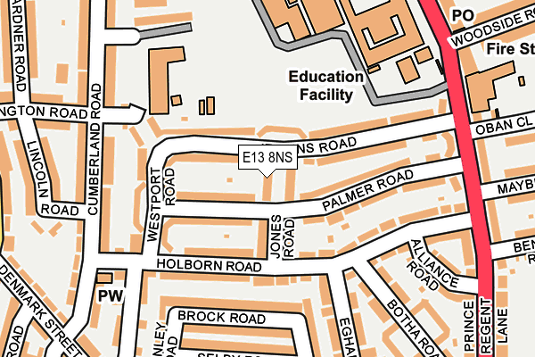 E13 8NS map - OS OpenMap – Local (Ordnance Survey)