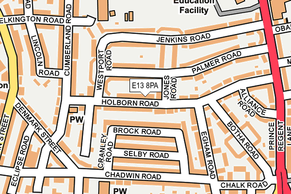 E13 8PA map - OS OpenMap – Local (Ordnance Survey)