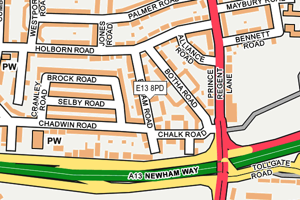 E13 8PD map - OS OpenMap – Local (Ordnance Survey)