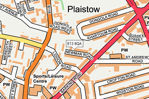 E13 8QA map - OS OpenMap – Local (Ordnance Survey)