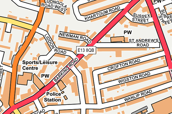 E13 8QB map - OS OpenMap – Local (Ordnance Survey)