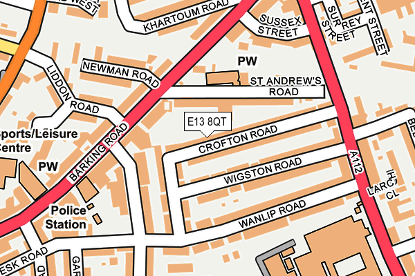 E13 8QT map - OS OpenMap – Local (Ordnance Survey)