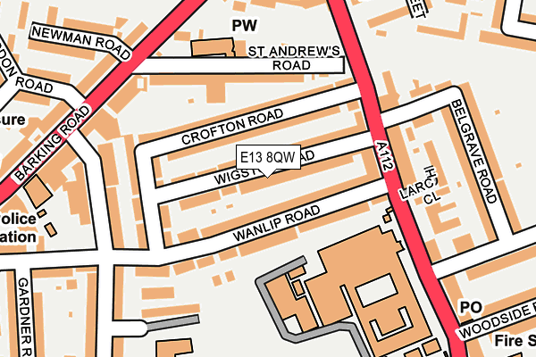 E13 8QW map - OS OpenMap – Local (Ordnance Survey)