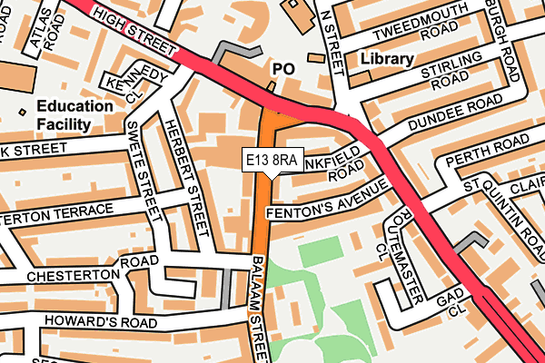 E13 8RA map - OS OpenMap – Local (Ordnance Survey)