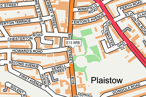 E13 8RB map - OS OpenMap – Local (Ordnance Survey)