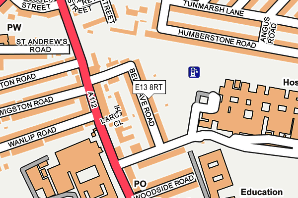 E13 8RT map - OS OpenMap – Local (Ordnance Survey)