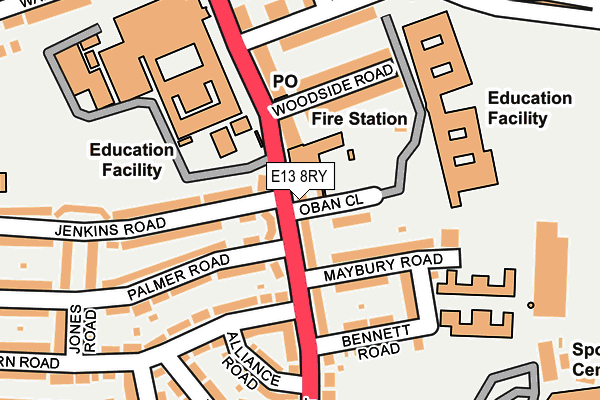 E13 8RY map - OS OpenMap – Local (Ordnance Survey)