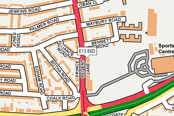 E13 8SD map - OS OpenMap – Local (Ordnance Survey)