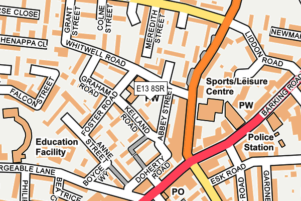 E13 8SR map - OS OpenMap – Local (Ordnance Survey)