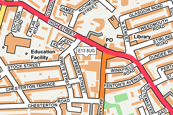 E13 8UG map - OS OpenMap – Local (Ordnance Survey)