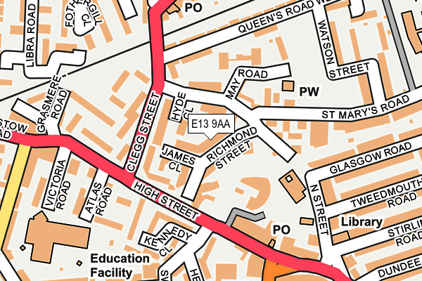 E13 9AA map - OS OpenMap – Local (Ordnance Survey)